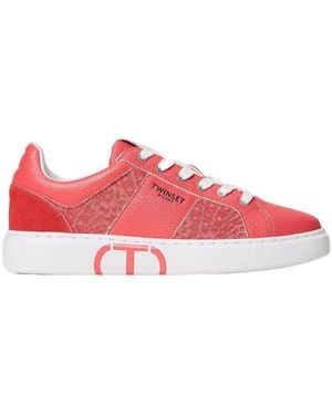 Twinset Lace-Panelled Sneakers - Pink