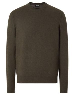 ZEGNA Crewneck Cashmere Knitted Jumper - Green
