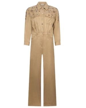 Liu Jo Jumpsuit With Bejewelled Embroidery - Natural