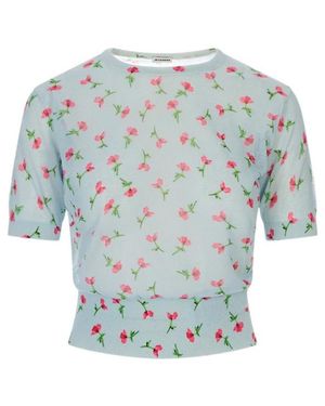 Jil Sander Pattern-Printed Crewneck T-Shirt - Blue