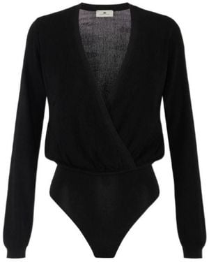 Elisabetta Franchi Ribbed Knit Bodysuit - Black