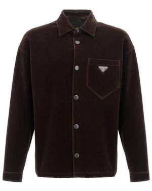 Prada Logo Plaque Button-Up Shirt - Black
