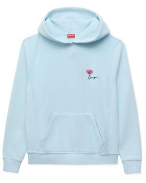 KENZO Floral Embroidered Hoodie - Blue