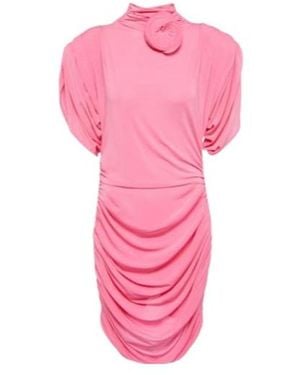 Magda Butrym Rose-Appliqué Ruched Jersey Minidress - Pink