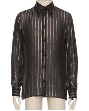 Valentino Striped Button-Up Shirt - Black