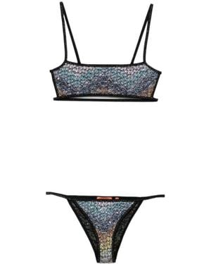 Missoni Sequin-Embellished Zigzag-Knit Bikini - White