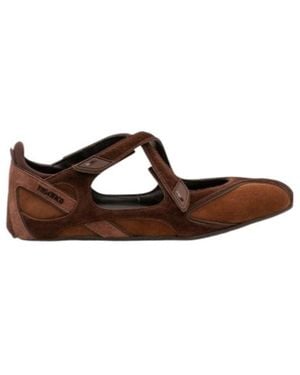 The Attico The Logo Printed Ballet Flats - Brown