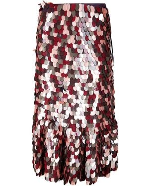 Dries Van Noten Sequin Embellished Skirt - Red
