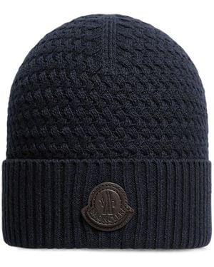 Moncler Cashmere Blend Beanie - Blue