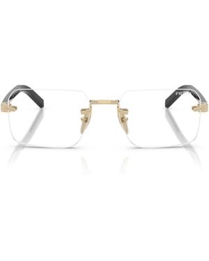 Prada Eyewear Rectangle Rimless Frame Sunglasses - Natural