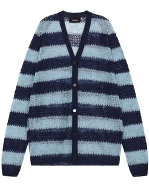 we11done Wool Blend Striped Knit Cardigan - Blue