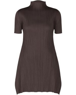 Pleats Please Issey Miyake Pleats Please Issey Miyake Short Sleeve Pleated Dress - Brown