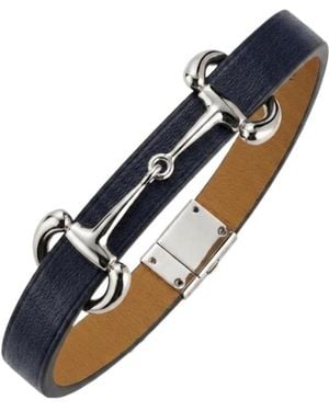 Gucci Leather Bracelet With Horsebit - Blue