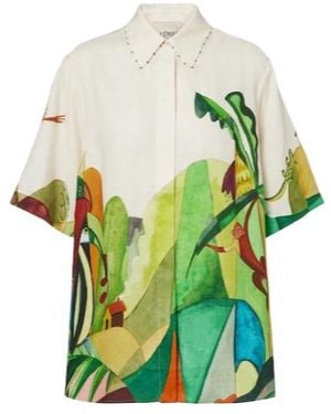 ALÉMAIS X Mokshini Printed Short-Sleeve Shirt - Green
