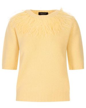 Fabiana Filippi Feather-Trimmed Knit Jumper - Yellow