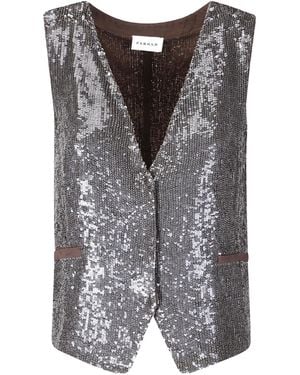 P.A.R.O.S.H. Sequined Vest With Deep V-Neckline - Grey