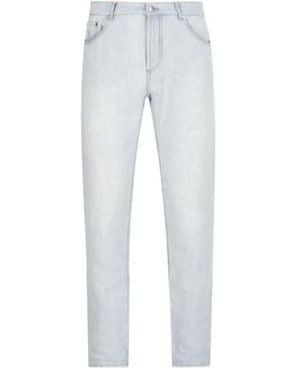 Brunello Cucinelli Logo Patch Straight Leg Jeans - Grey