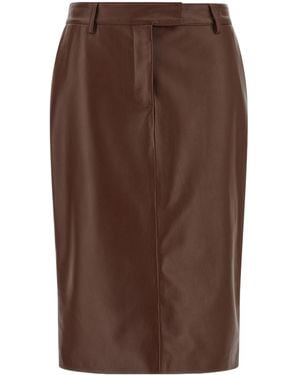 GIUSEPPE DI MORABITO Zip-Front Midi Skirt - Brown