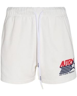 Autry Logo Printed High Waist Shorts - White