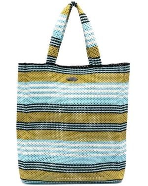 Lanvin Striped Crochet Cotton Tote Bag - Blue