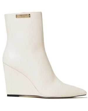 Twinset Logo Wedge Ankle Boots - White