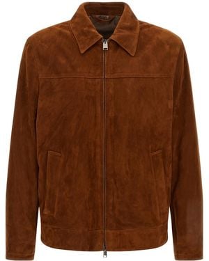 Brioni Suede Zip-Front Jacket - Brown