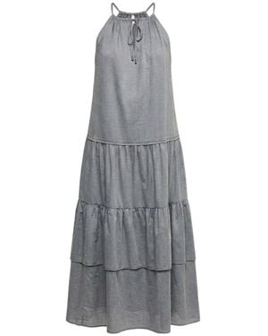 Peserico Gathered Sleeveless Maxi Dress - Gray