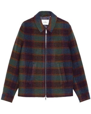 Les Deux Check-Pattern Zip-Up Jacket - Blue