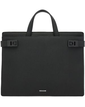 Ferragamo Ferragamo Gancini Buckled Briefcase - Black