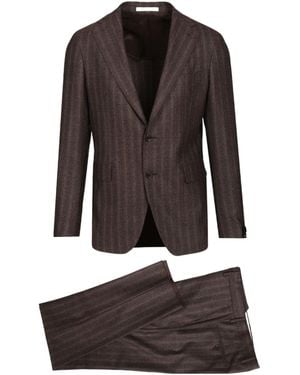 Tagliatore Two-Piece Set: Long-Sleeve Suit Jacket And Trousers - Brown