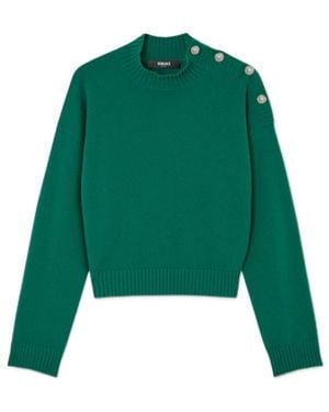 Versace Stand-Up Neck Knitted Sweater - Green