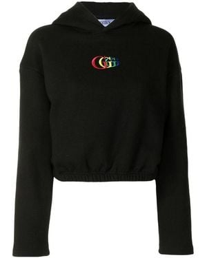 XOXOGOODBOY Logo-Embroidered Cropped Hoodie - Black