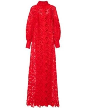 Safiyaa Salma Lace Belted Shirt Dress - Red