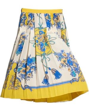 Gucci Printed Silk Midi Skirt - Blue