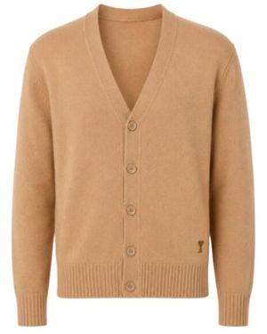 Ami Paris Ami De Coeur V-Neck Cardigan - Brown