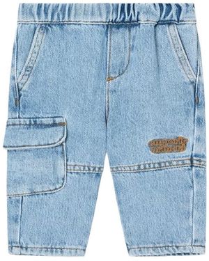 Emporio Armani Logo-Embroidered Cargo Pants - Blue