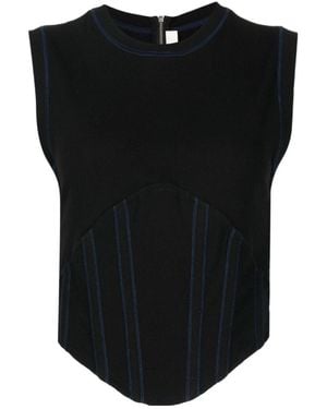 Dion Lee Fine-Ribbed Corset Tank Top - Black