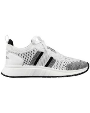 Dior Christian Mesh Knitted Lace-Up Trainers - White