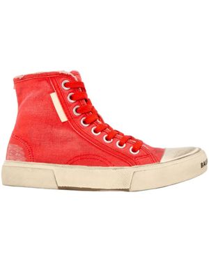 Balenciaga Lace-Up High-Top Casual Shoes - Red
