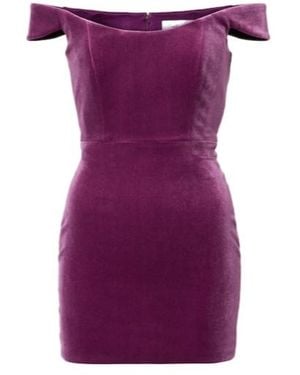 Alex Perry Off-Shoulder Velvet Corset Dress - Purple