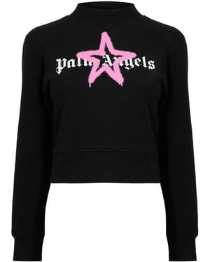 Palm Angels Mockneck Cropped Sweatshirt - Black