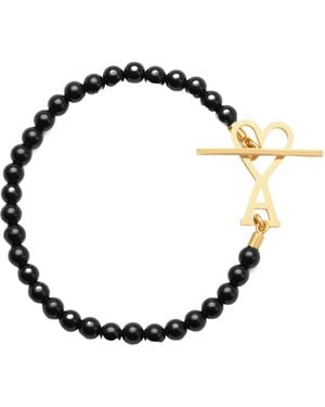 Ami Paris Ami Logo Beaded Bracelet - Metallic