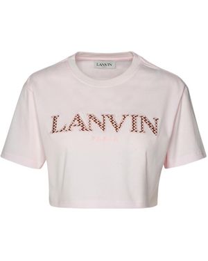 Lanvin Logo Embroidered Cropped T-Shirt - White