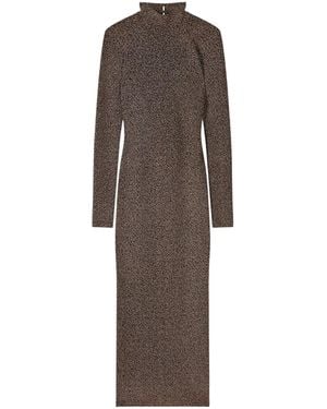 Patrizia Pepe Open-Back Long-Sleeve Midi Dress - Brown