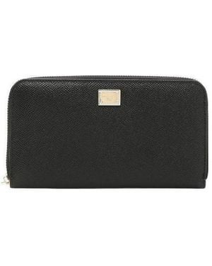 Dolce & Gabbana Logo Plaque Zip-Around Wallet - Black