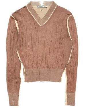Acne Studios Crumpled V-Neck Knitted Jumper - Brown