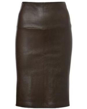 Stouls Gin Leather Midi Skirt - Brown