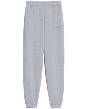 Max Mara Logo Embroidered Straight Leg Trousers - Grey