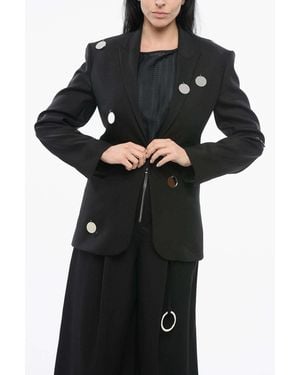 David Koma Mirror-Embellished Peak-Lapel Blazer - Black