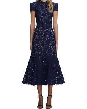 Self-Portrait Prairie Guipure Lace Midi Dress in Black | Lyst